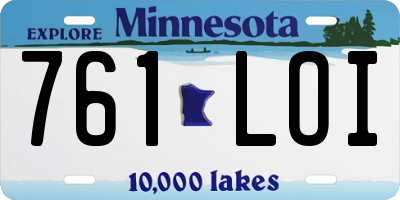 MN license plate 761LOI