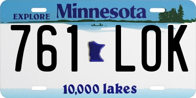 MN license plate 761LOK