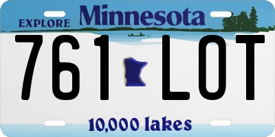 MN license plate 761LOT