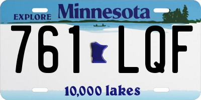 MN license plate 761LQF