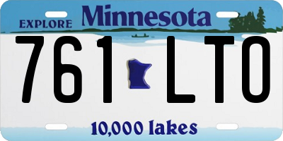 MN license plate 761LTO