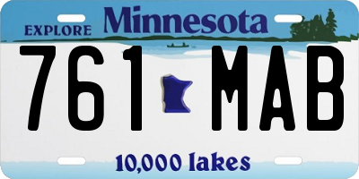 MN license plate 761MAB