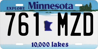MN license plate 761MZD