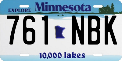 MN license plate 761NBK