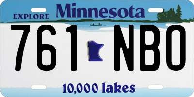 MN license plate 761NBO