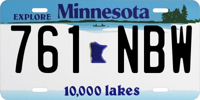 MN license plate 761NBW