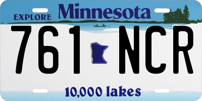 MN license plate 761NCR