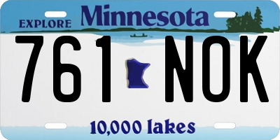 MN license plate 761NOK