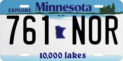 MN license plate 761NOR