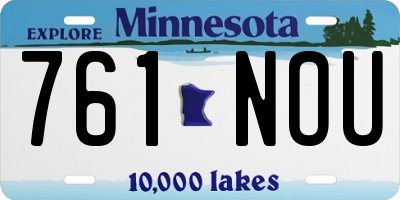 MN license plate 761NOU