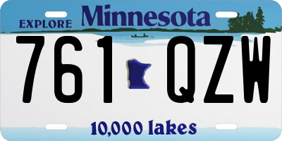 MN license plate 761QZW