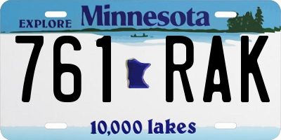 MN license plate 761RAK