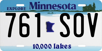 MN license plate 761SOV