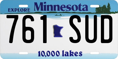 MN license plate 761SUD