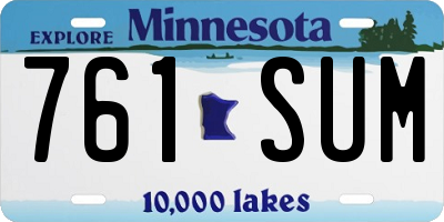 MN license plate 761SUM