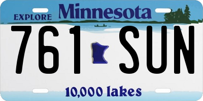 MN license plate 761SUN