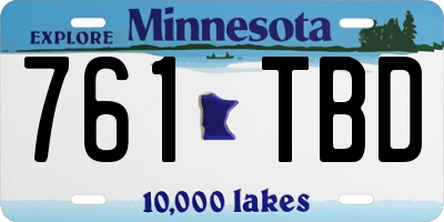 MN license plate 761TBD