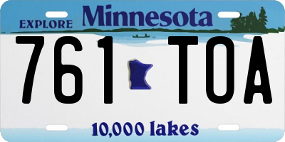 MN license plate 761TOA