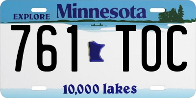 MN license plate 761TOC