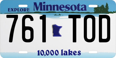MN license plate 761TOD