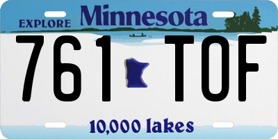 MN license plate 761TOF