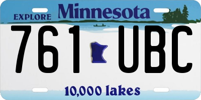 MN license plate 761UBC