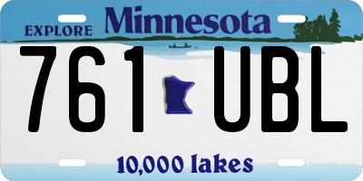 MN license plate 761UBL
