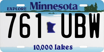 MN license plate 761UBW