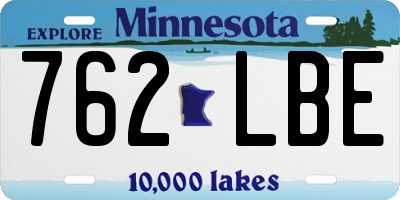 MN license plate 762LBE