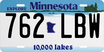 MN license plate 762LBW