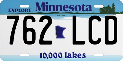 MN license plate 762LCD