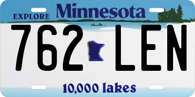 MN license plate 762LEN