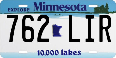 MN license plate 762LIR