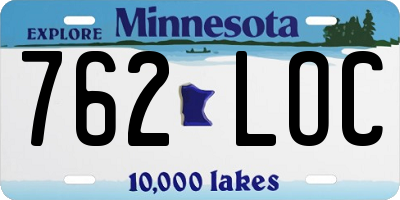 MN license plate 762LOC