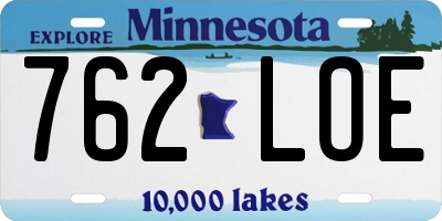 MN license plate 762LOE