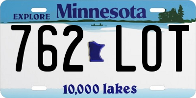 MN license plate 762LOT