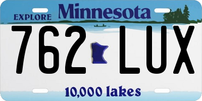 MN license plate 762LUX