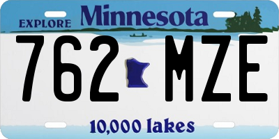 MN license plate 762MZE