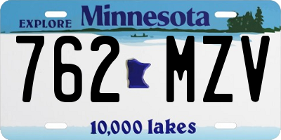 MN license plate 762MZV