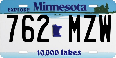 MN license plate 762MZW
