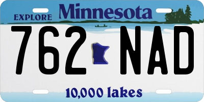 MN license plate 762NAD