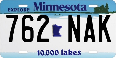 MN license plate 762NAK