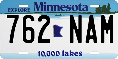MN license plate 762NAM