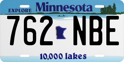 MN license plate 762NBE
