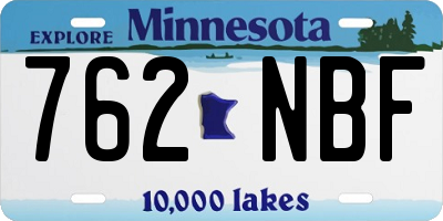 MN license plate 762NBF