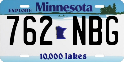 MN license plate 762NBG