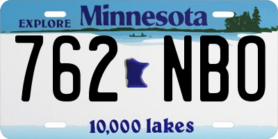MN license plate 762NBO