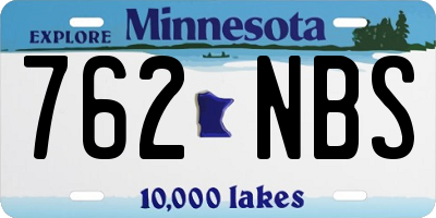 MN license plate 762NBS