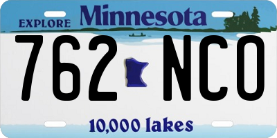 MN license plate 762NCO