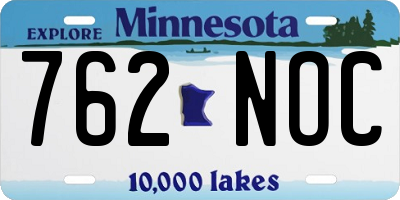 MN license plate 762NOC